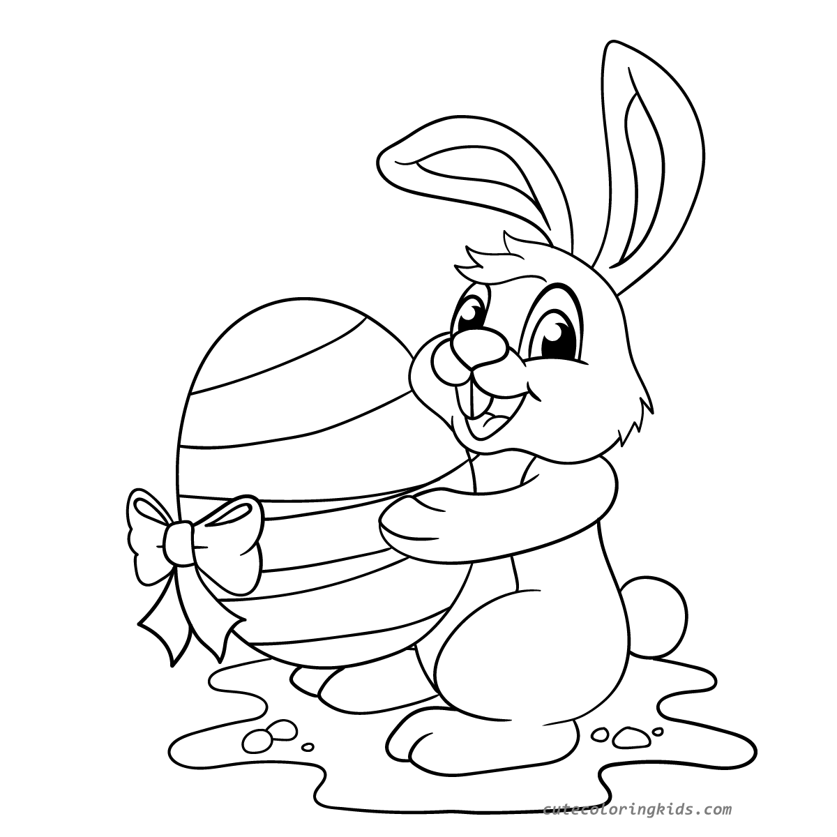 Adorable Easter Bunny with Giant Decorated Egg Ready for Coloring Fun!