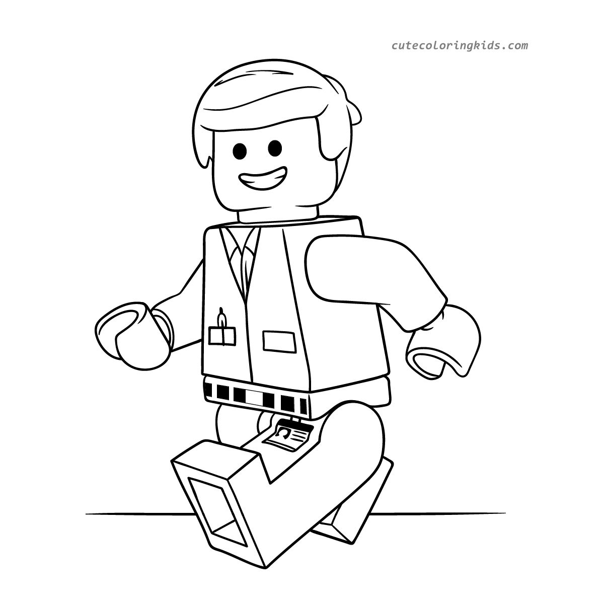 A Cheerful Lego Minifigure Ready for Action: A Fun Coloring Page for Kids