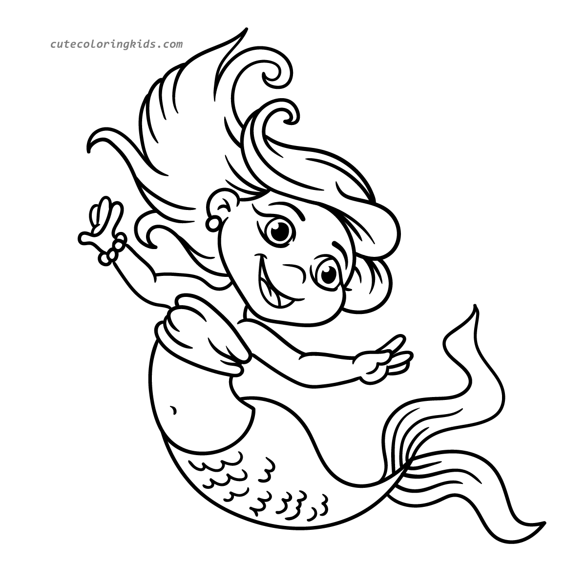 A Delightful Underwater Adventure: A Coloring Page Featuring a Joyful Mermaid