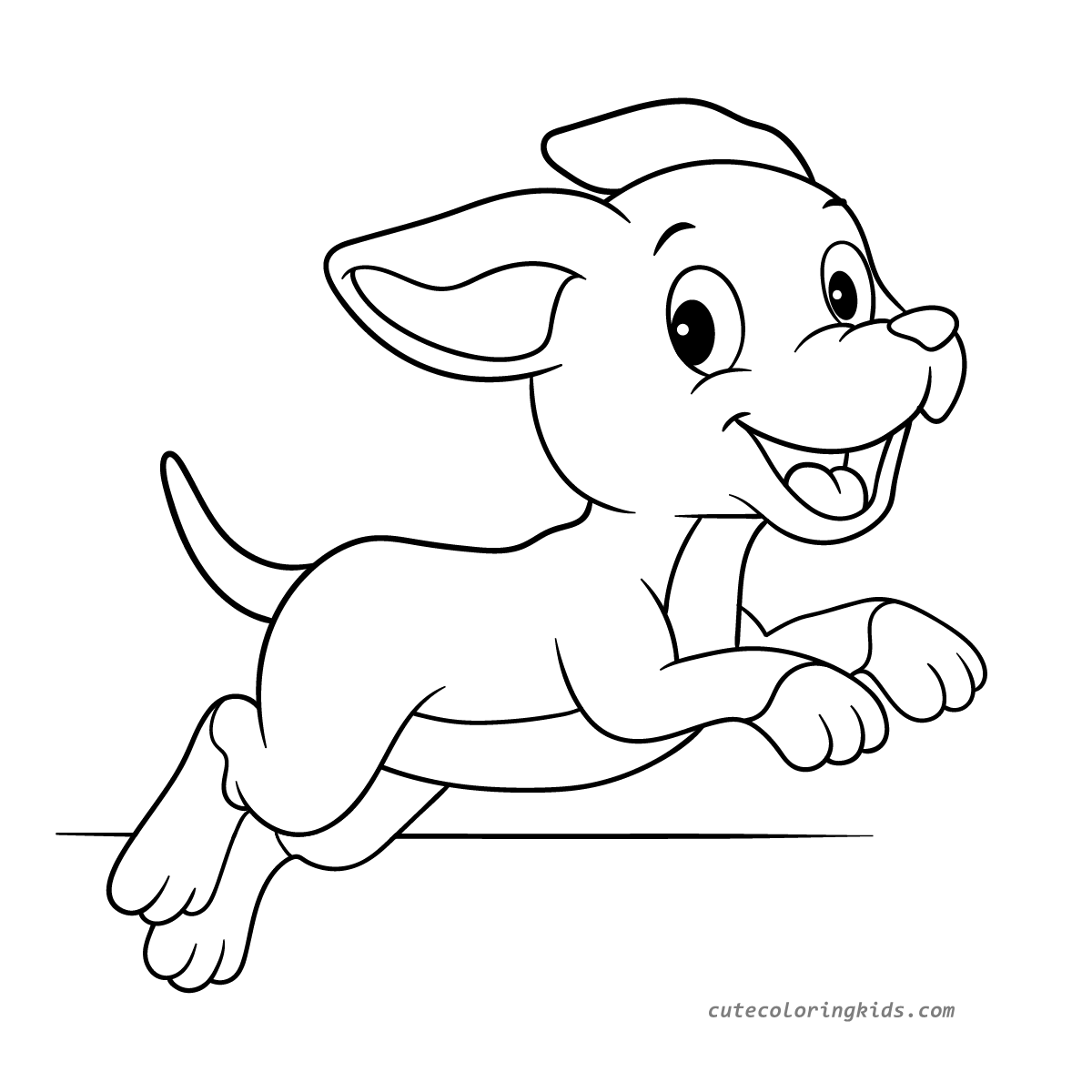 A Joyful Jump: Adorable Puppy Ready for Coloring Adventures!
