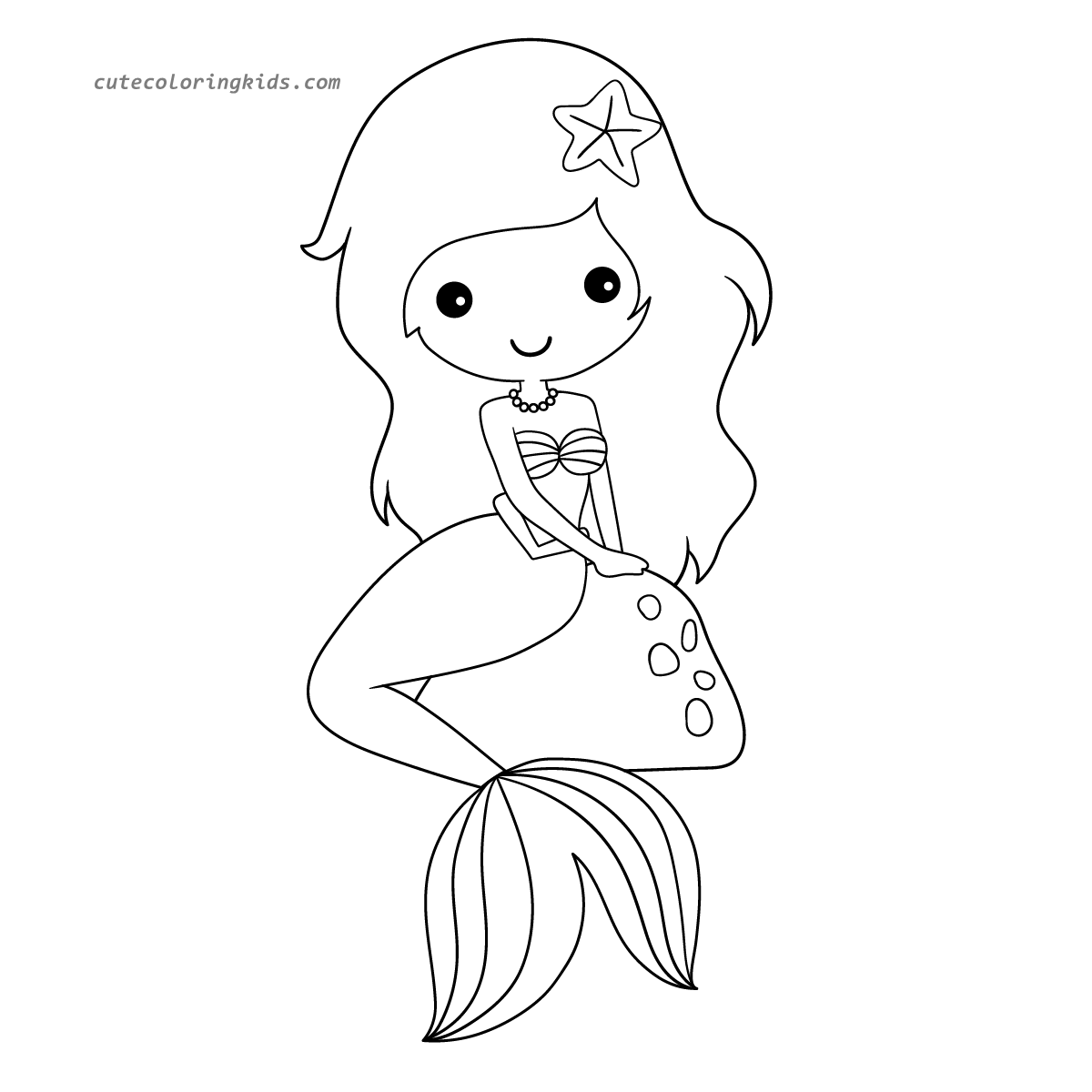 Adorable Mermaid Princess Awaits Your Coloring Creativity!