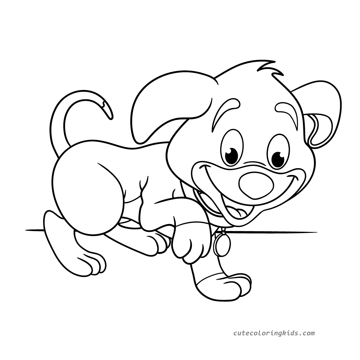 Adorable Playful Puppy Ready for a Coloring Adventure!