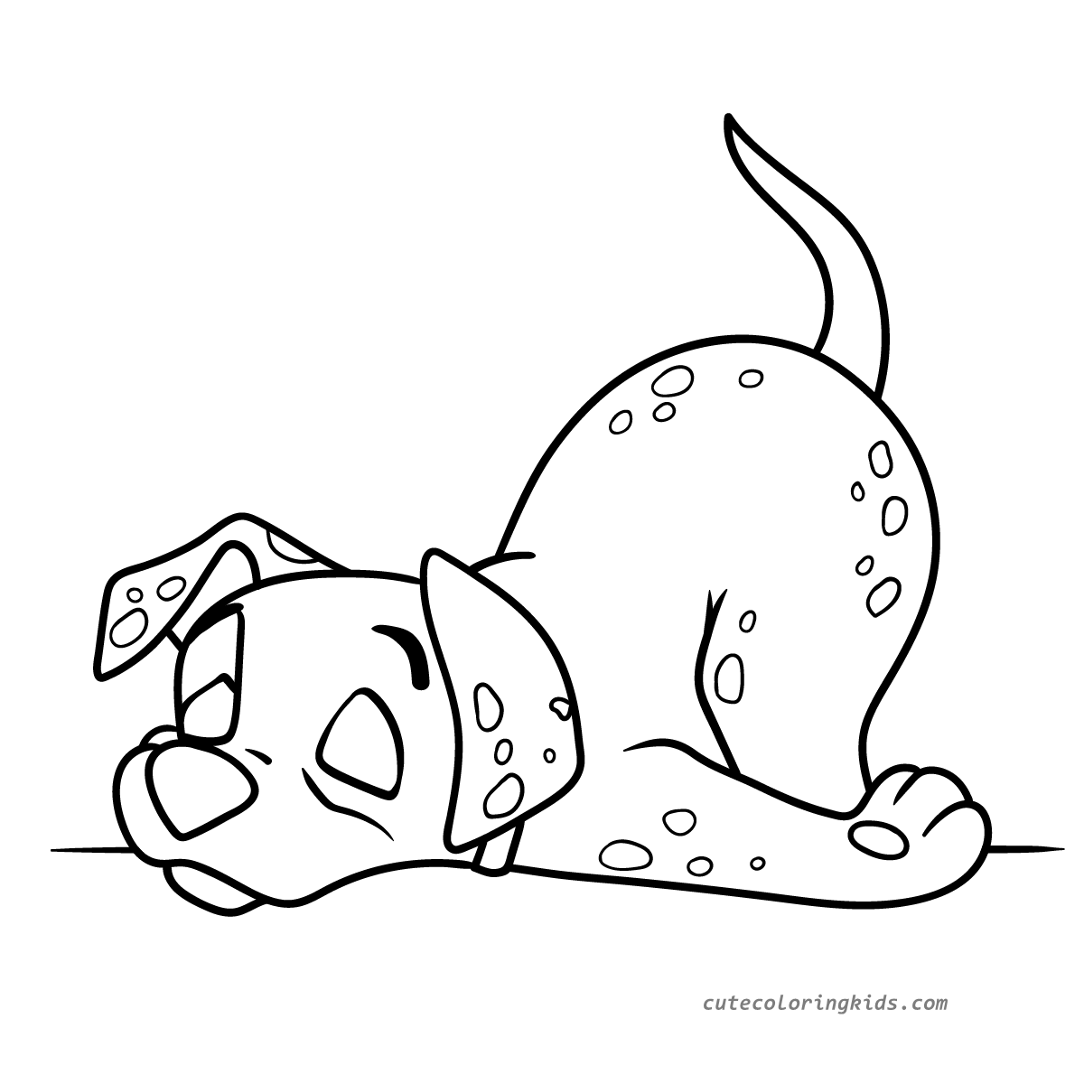 Adorable Sleepy Dalmatian Puppy: A Fun Coloring Page for Kids