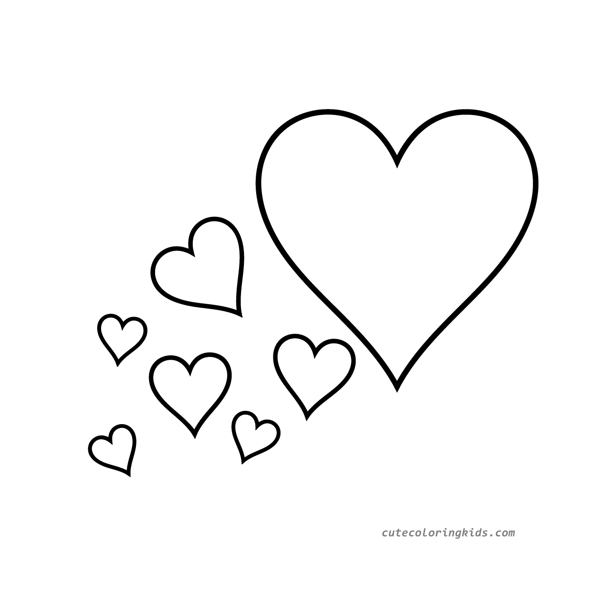 A Charming Cluster of Hearts: A Sweet Coloring Page for Kids and Lovers