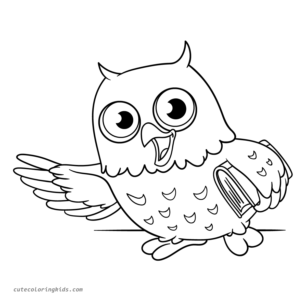 A Cheerful Owl Ready for Story Time: A Delightful Coloring Page for Kids