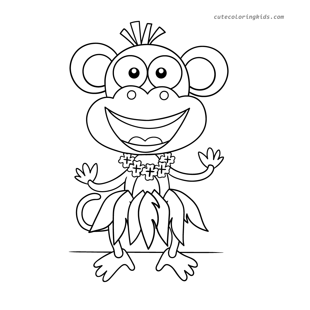 A Joyful Jungle Jive: A Cheerful Monkey Coloring Page Ready for Your Creative Flair!