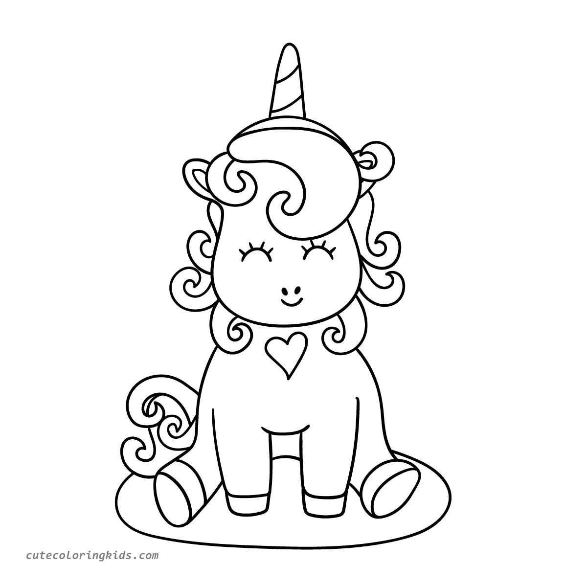 A Magical Day with a Sweet, Smiling Unicorn: A Charming Coloring Page