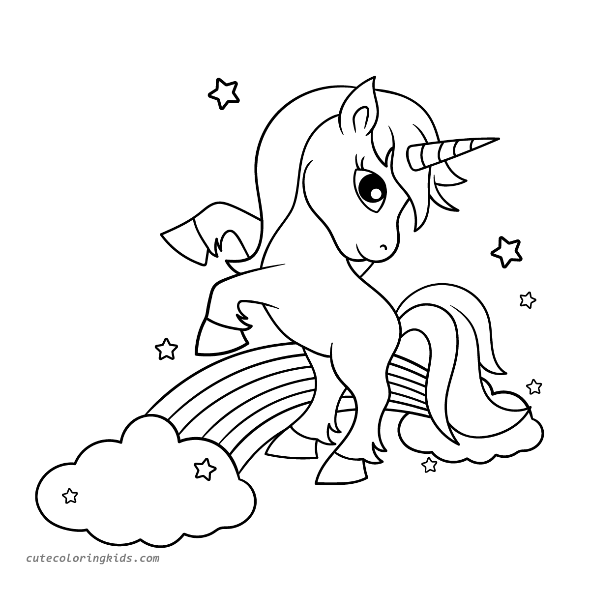 A Magical Unicorn's Rainbow Adventure: A Delightful Coloring Page for Kids