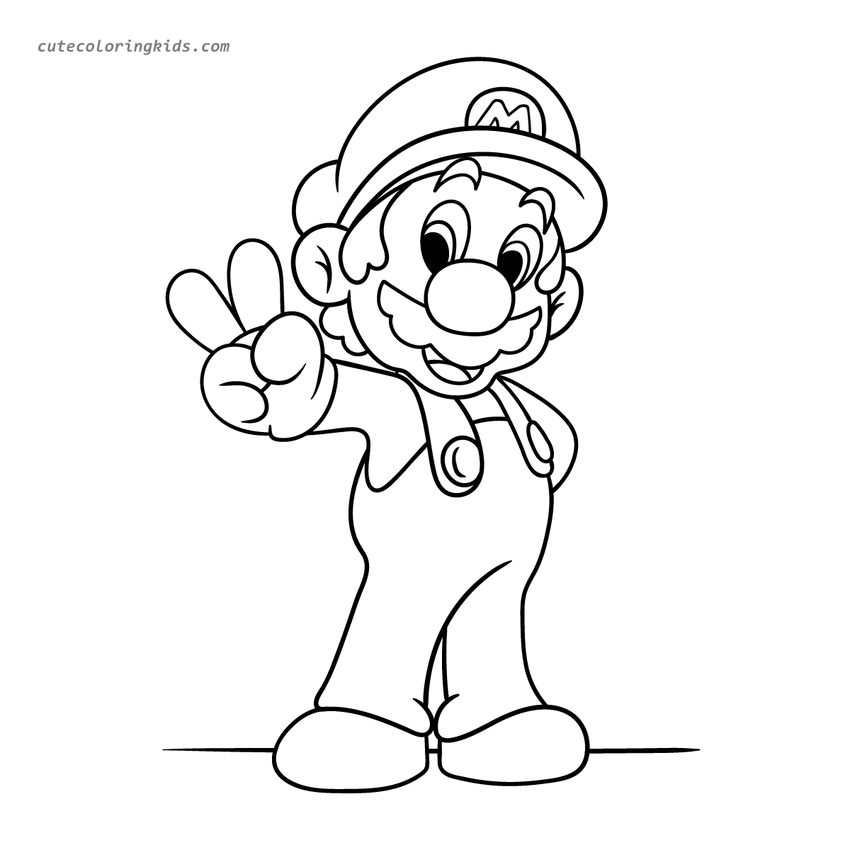 A Peace-Loving Mario: A Fun Coloring Page Featuring the Iconic Plumber