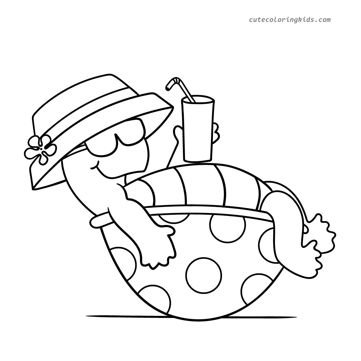 A Relaxing Day at the Beach: Turtle's Summertime Coloring Fun