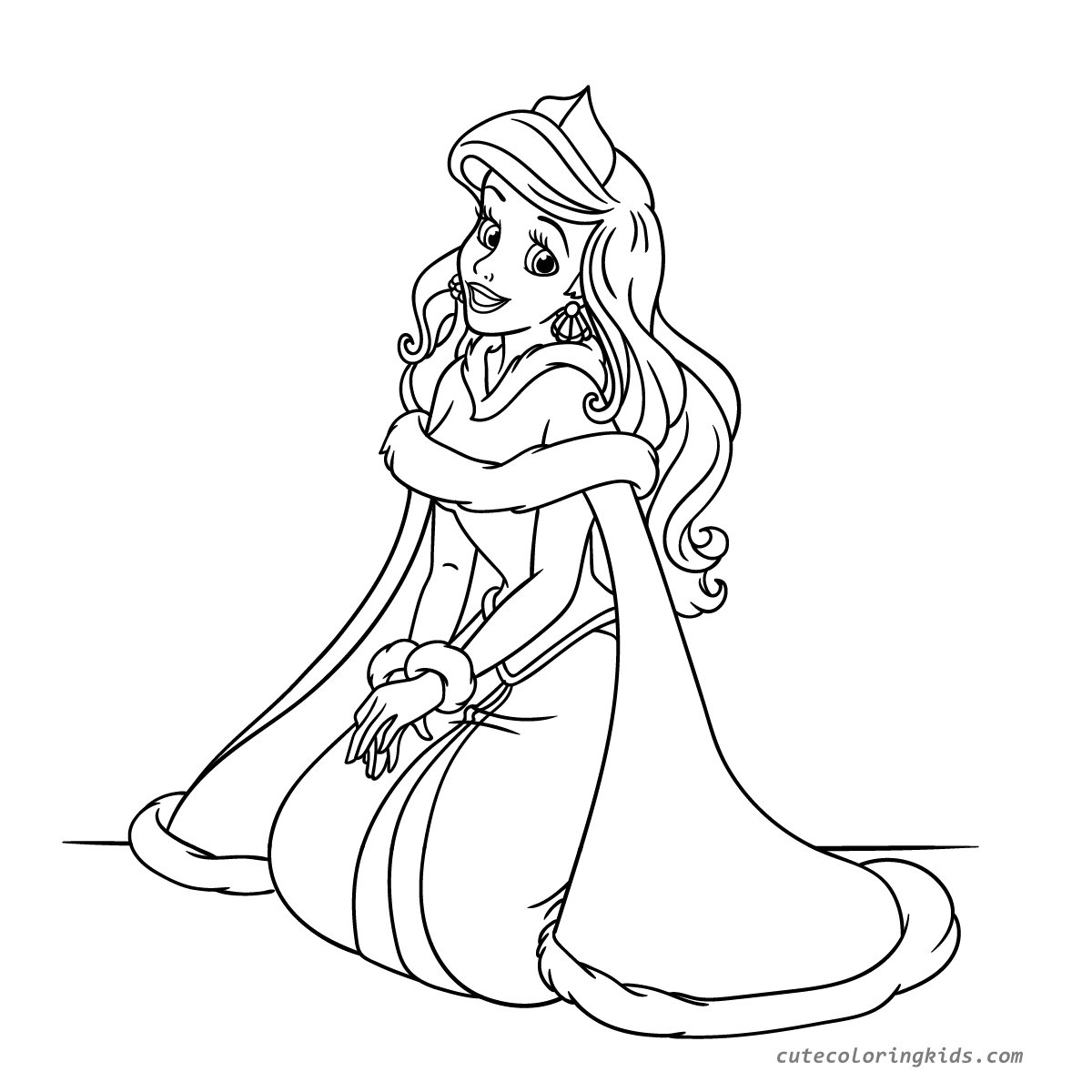 A Serene Winter's Day: Princess Aurora's Gentle Pose Awaits Your Coloring Creativity