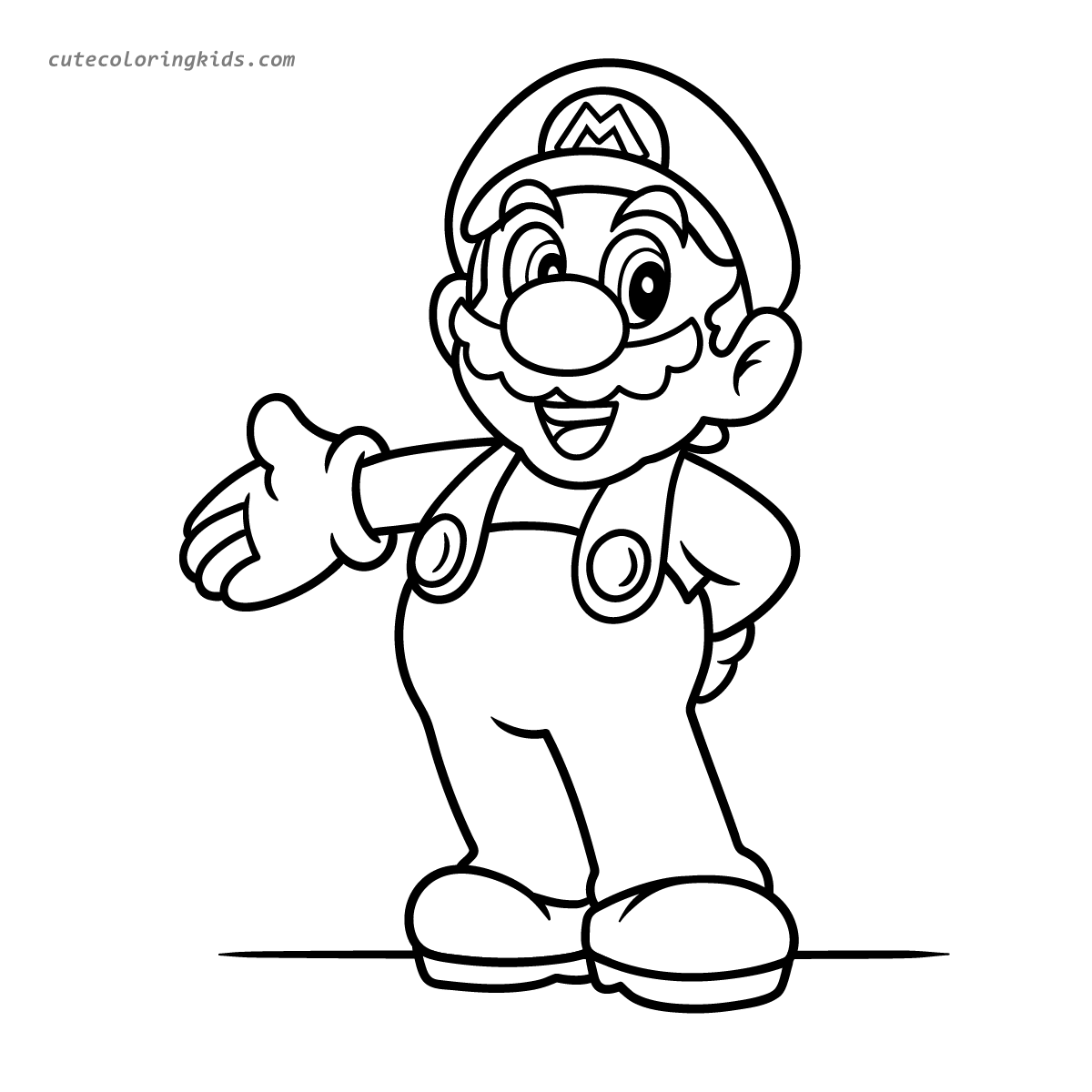 A Welcoming Handshake from the Legendary Super Mario: A Fun Coloring Page for Kids