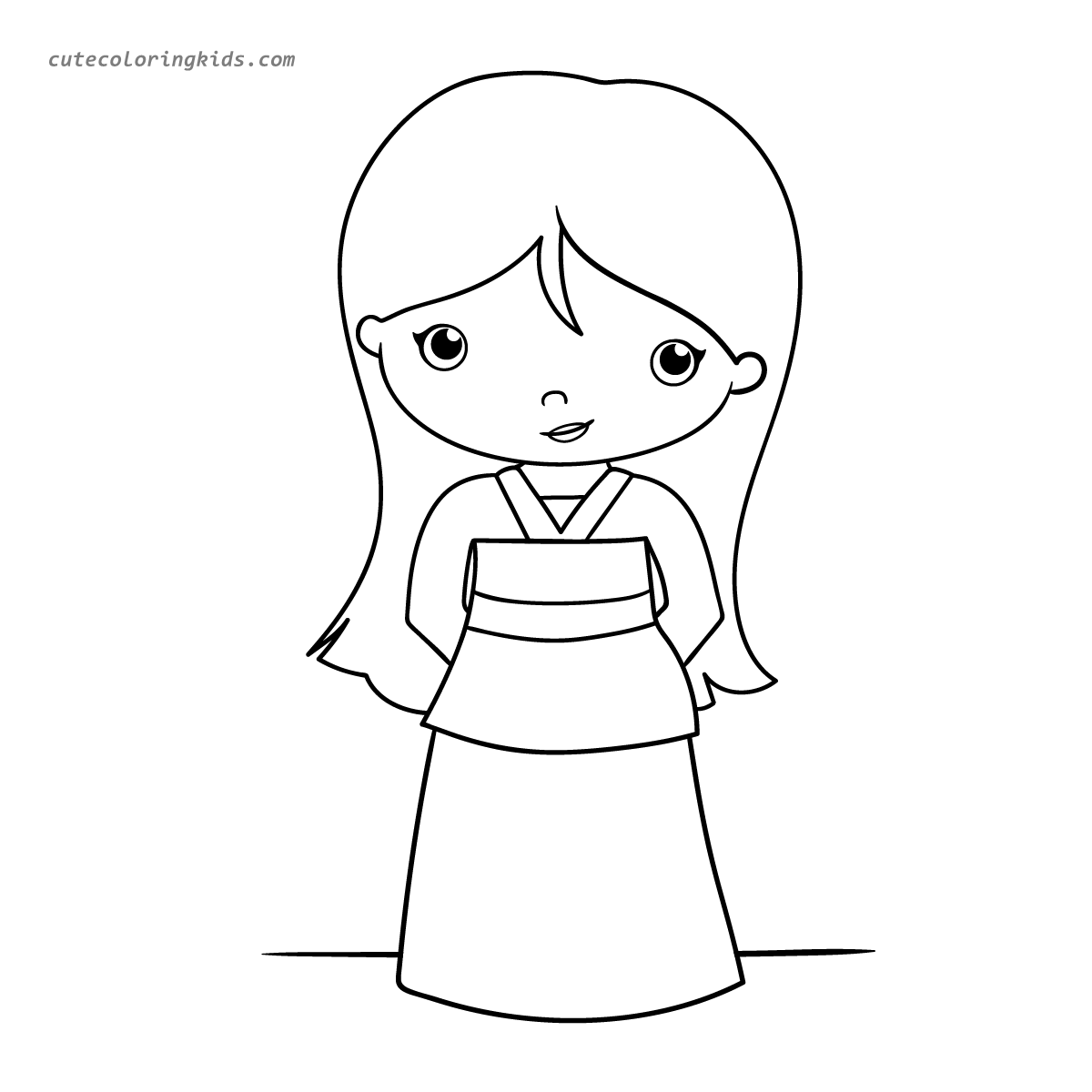 Adorable Anime-Inspired Princess: A Charming Coloring Page for Little Artists