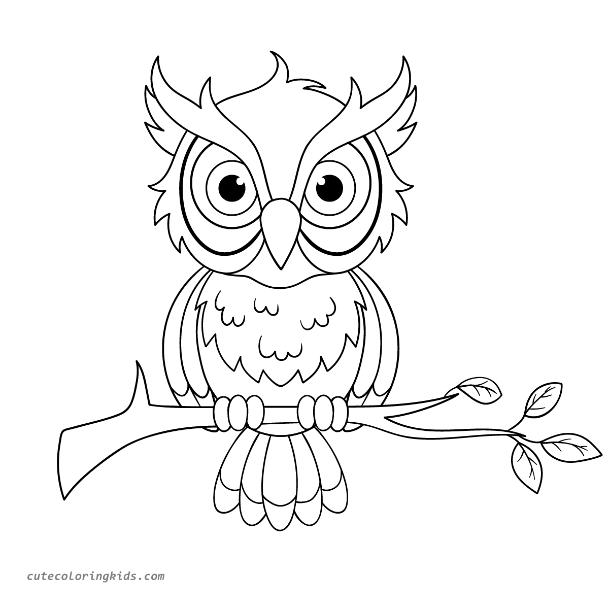 Adorable Owl on Branch: A Delightful Coloring Page for Kids