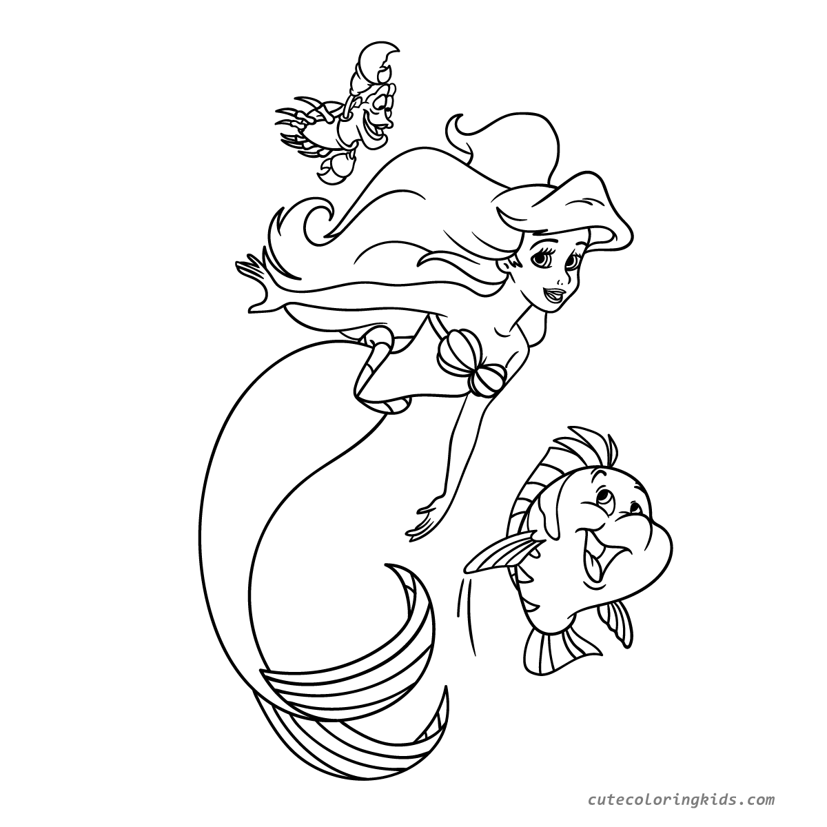 Ariel's Underwater Adventure: A Delightful Coloring Page Featuring Disney's Mermaid Princess