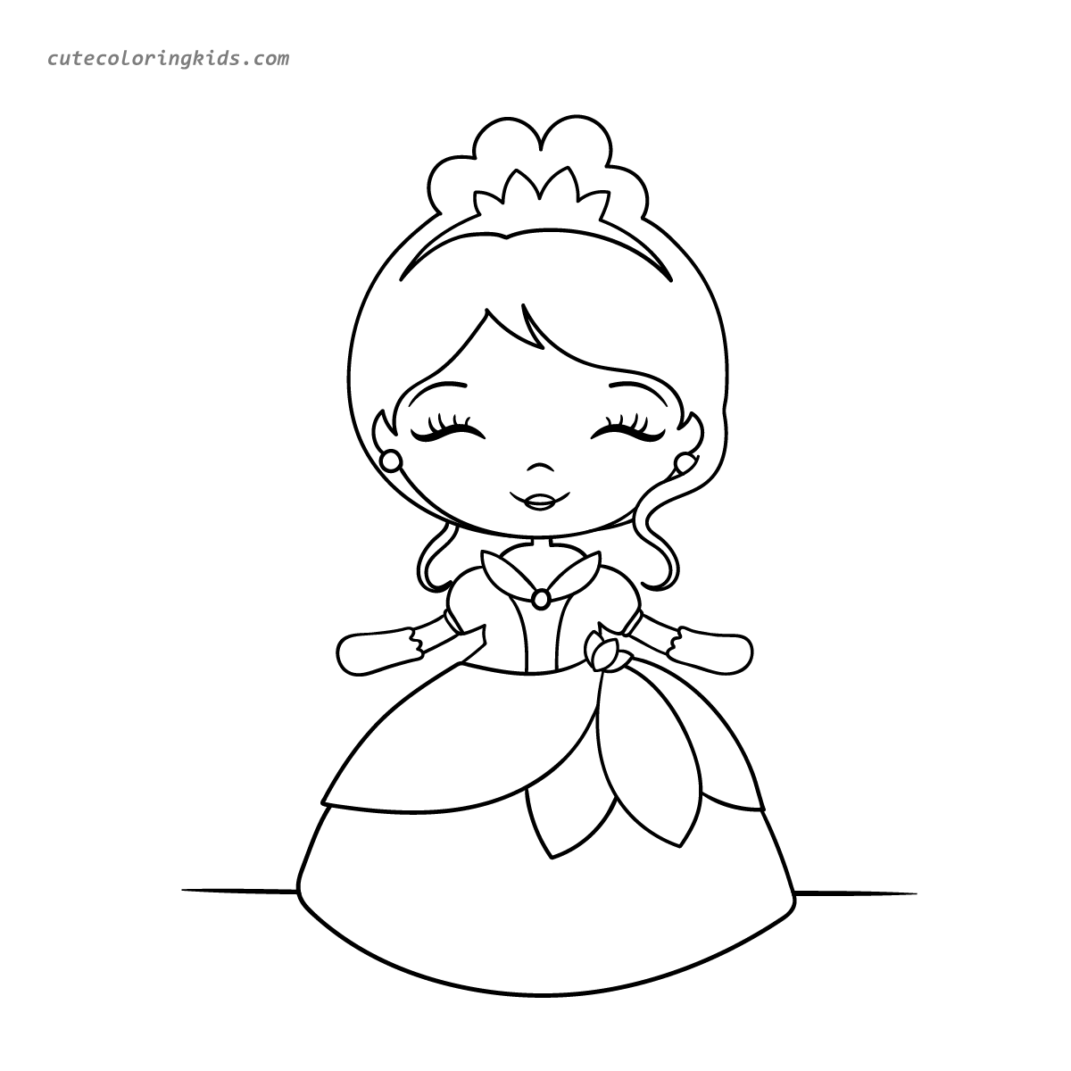 Charming Princess Awaits Your Royal Coloring Touch: A Delightful Line Art Printable