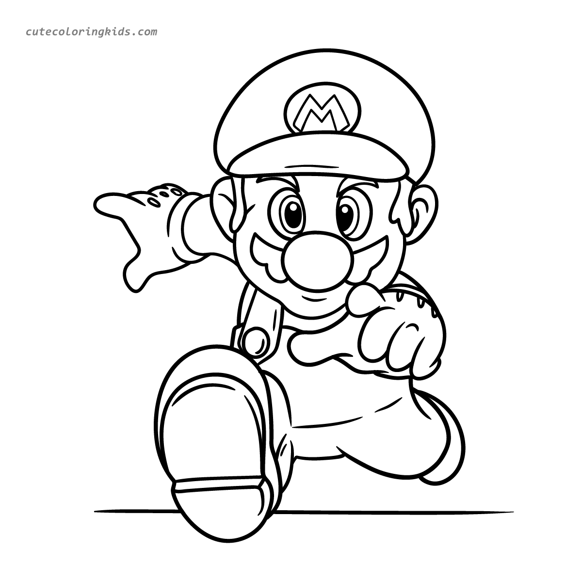 Super Mario's Action-Packed Adventure: A Fun Coloring Page for Kids