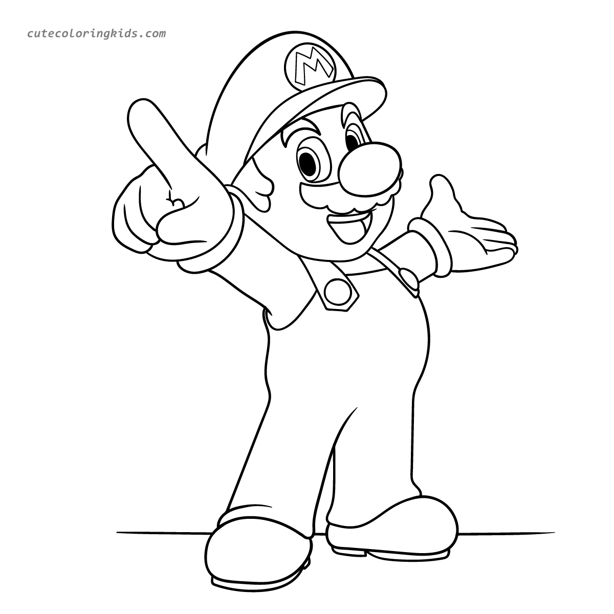Super Mario's Grand Gesture: A Fun Coloring Page Adventure!