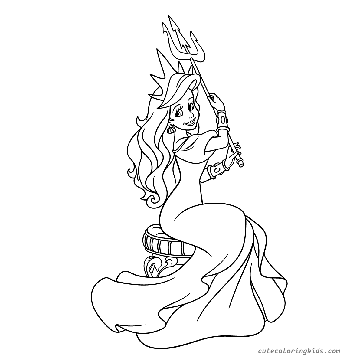 Undersea Princess with Trident: A Regal Coloring Adventure