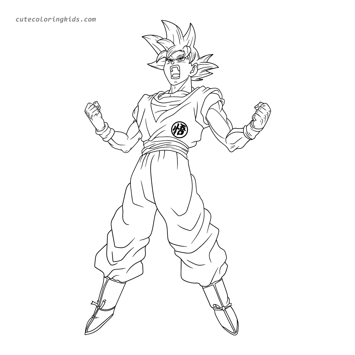 Goku's Fiery Determination: A Dragon Ball Z Coloring Page