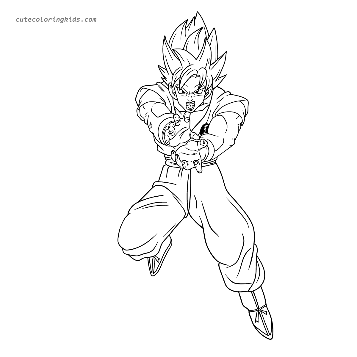 Intense Super Saiyan Action Pose: A Dragon Ball Z Coloring Page Adventure
