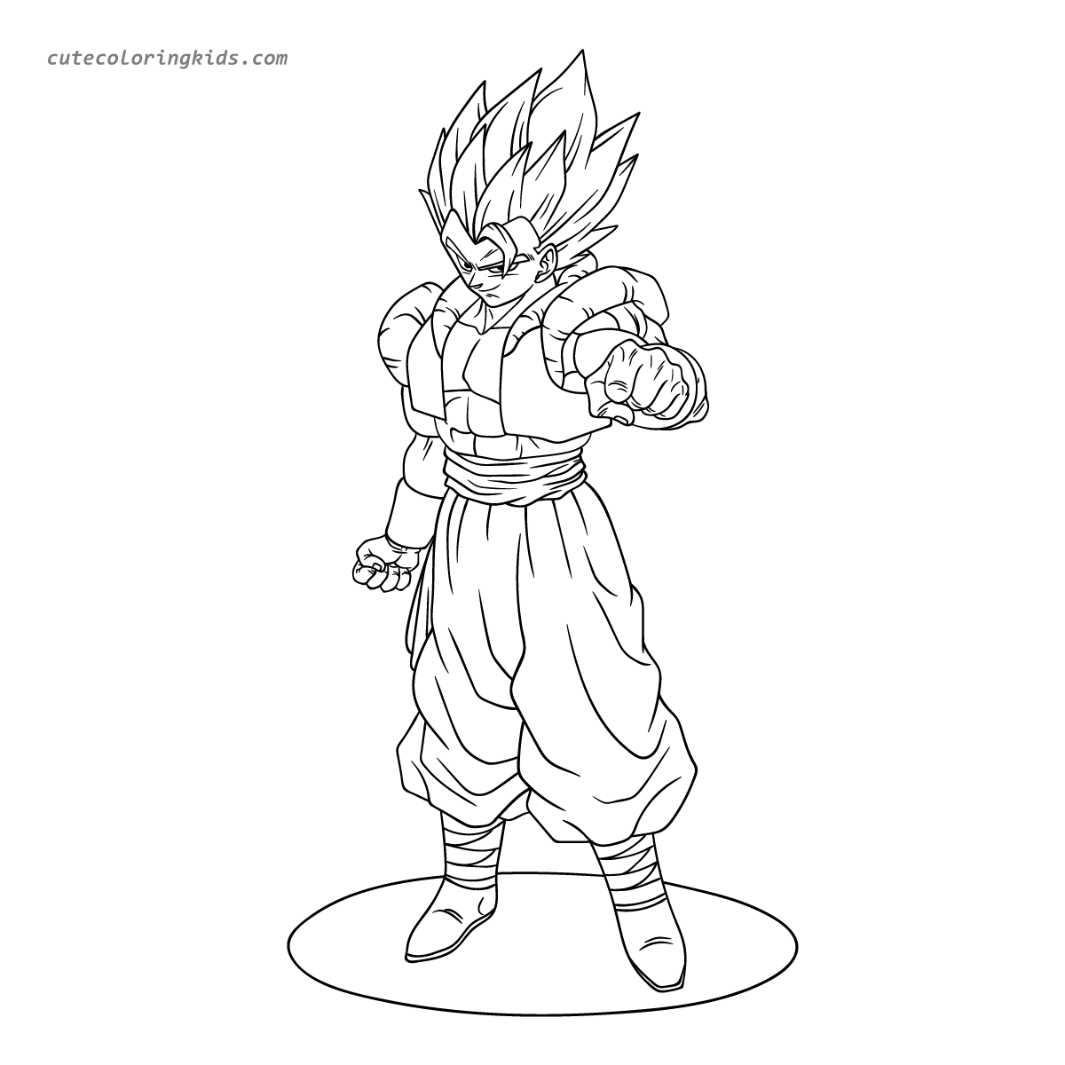 Super Saiyan Power Pose: A Dragon Ball Z Coloring Page Featuring a Powerful Warrior