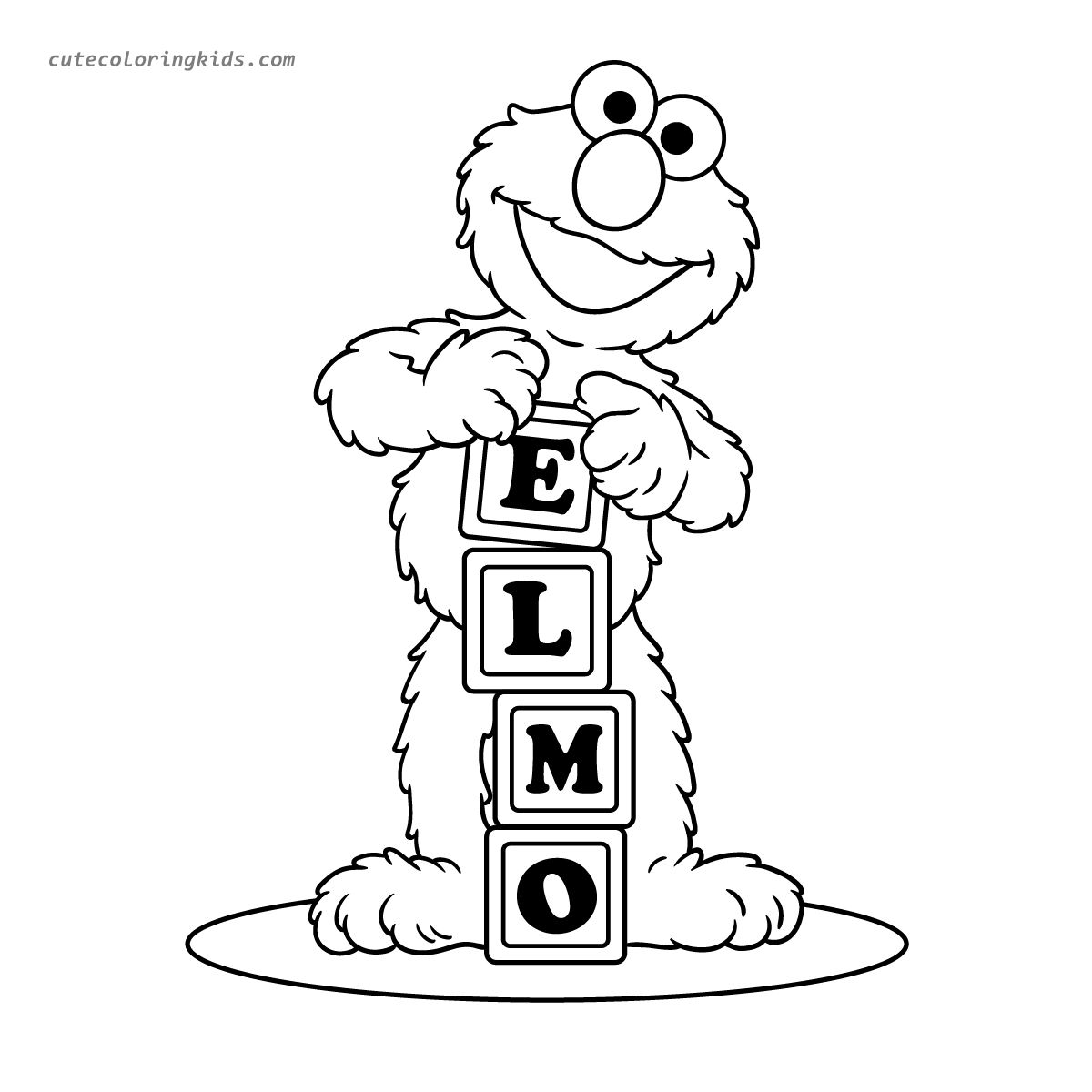 Elmo's Block Building Fun: A Delightful Sesame Street Coloring Page for Kids