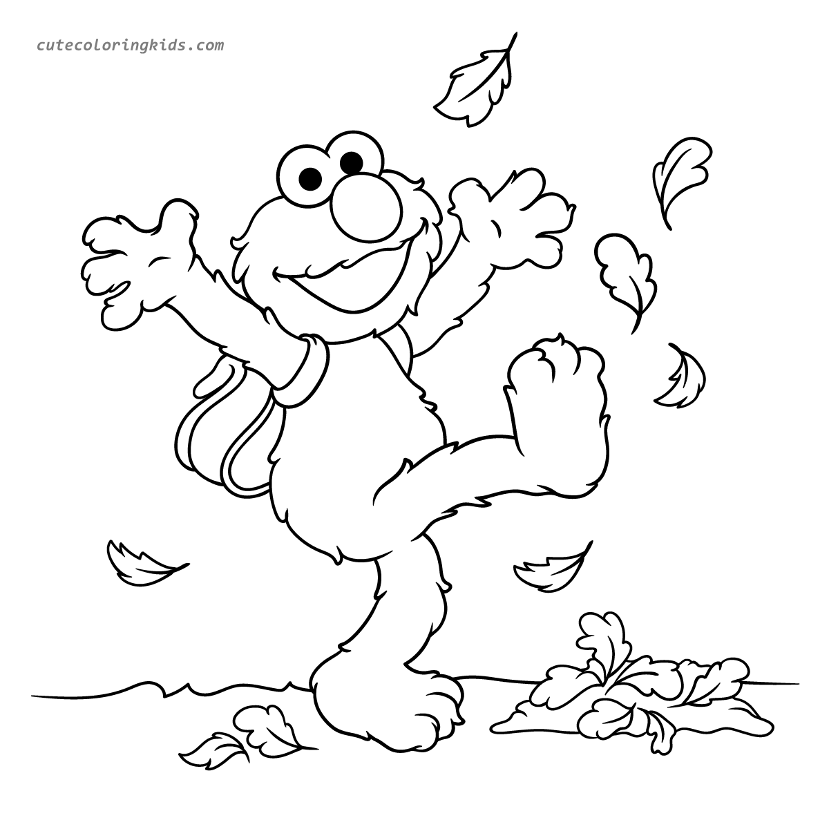 Elmo's Joyful Autumn Adventure: A Fun Fall Coloring Page for Kids