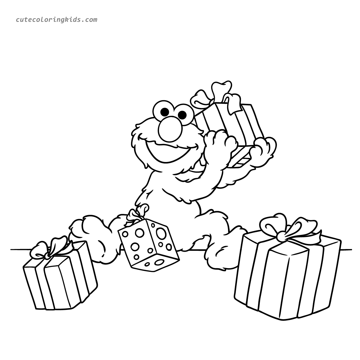 Elmo's Joyful Birthday Coloring Page: A Festive Celebration with Presents and Fun!