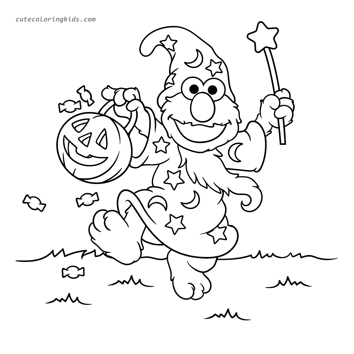 Elmo's Magical Halloween Coloring Adventure: A Spooktacular Coloring Page!