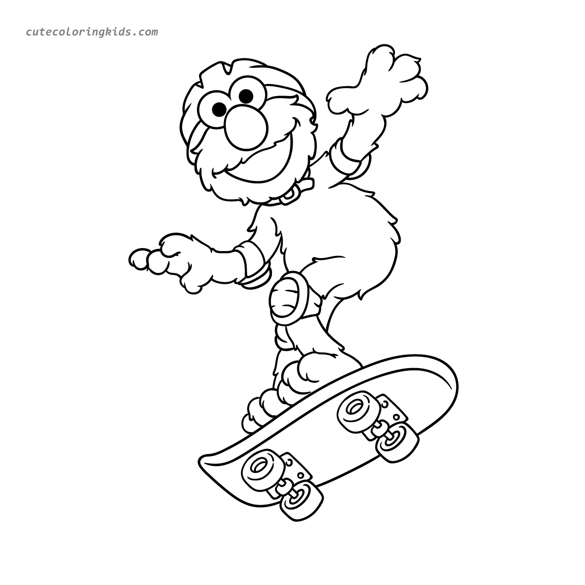 Elmo's Rad Skateboarding Adventure: A Fun Sesame Street Coloring Page
