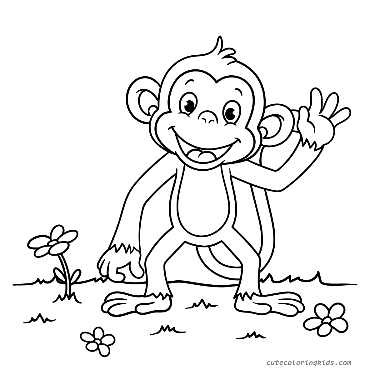 A Cheerful Monkey Ready for a Coloring Adventure: A Delightful Cartoon Primate