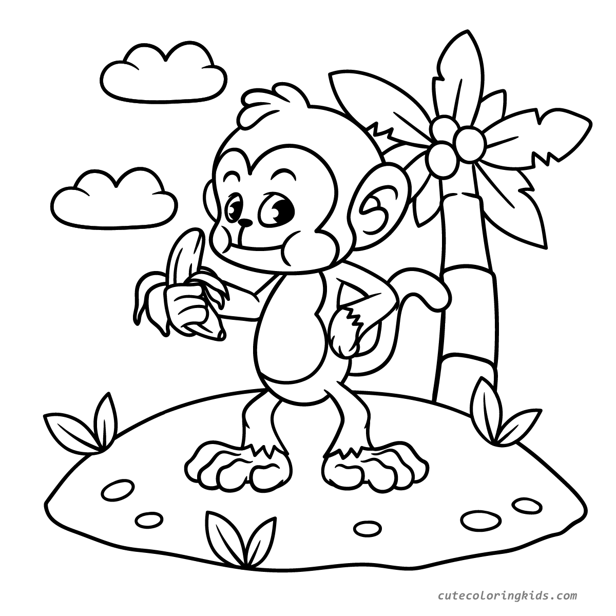 A Delightful Day for a Banana-Loving Monkey: A Fun Coloring Page