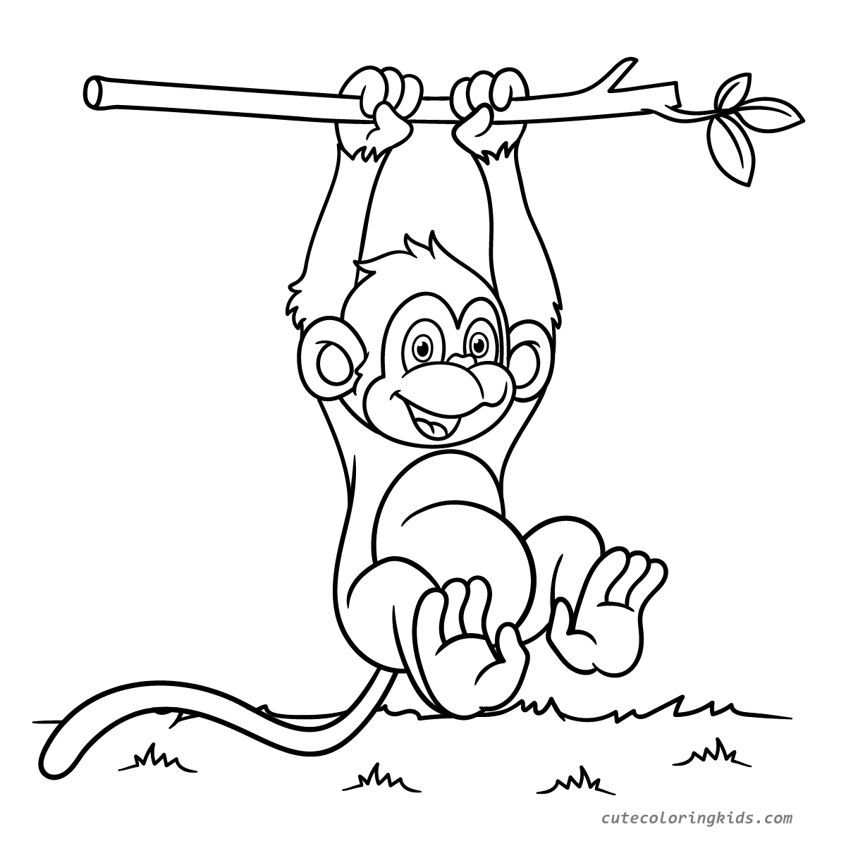 A Joyful Jungle Swing: A Fun Coloring Page Featuring a Playful Monkey