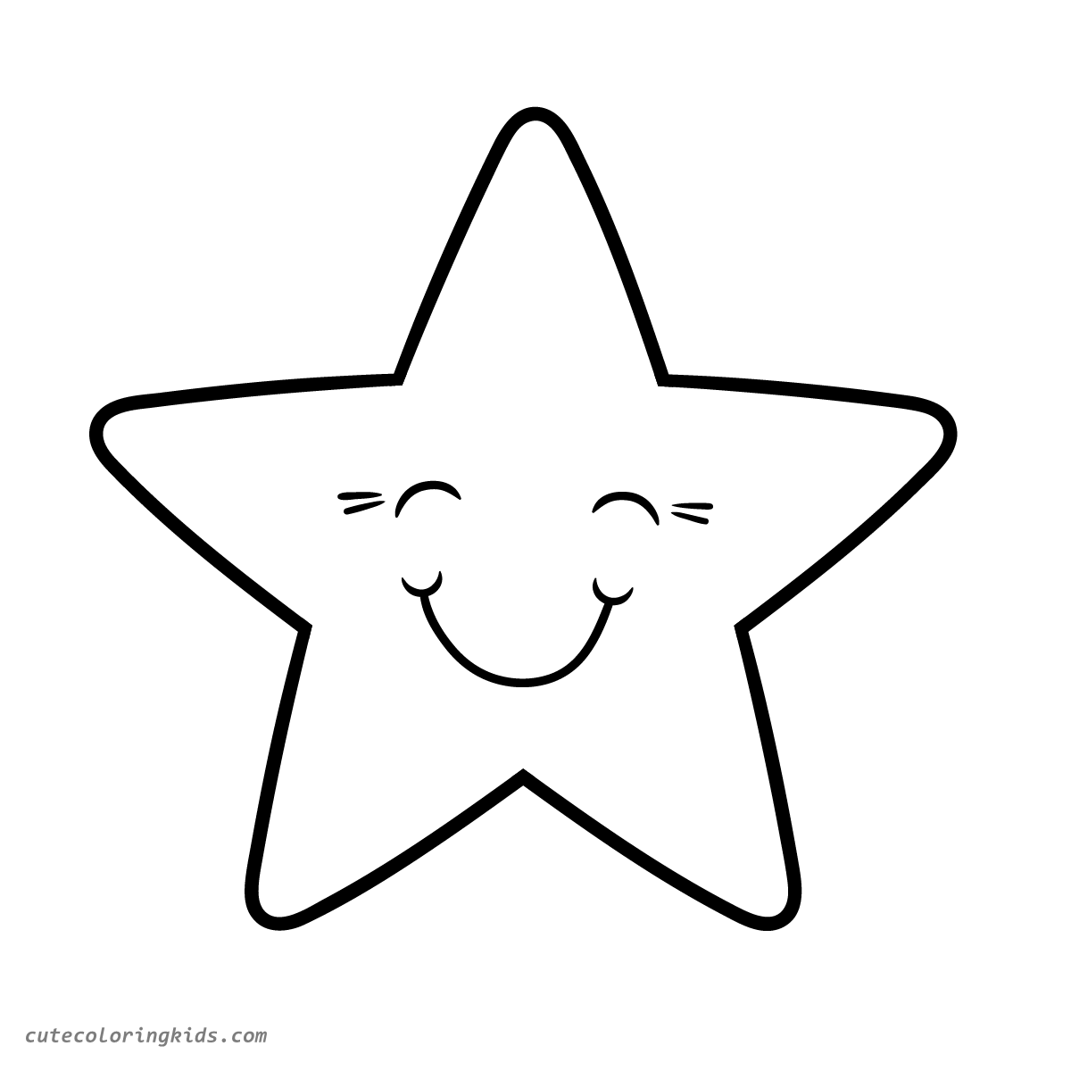 Adorable Smiling Star Character Outline Drawing for Children's Coloring Activities