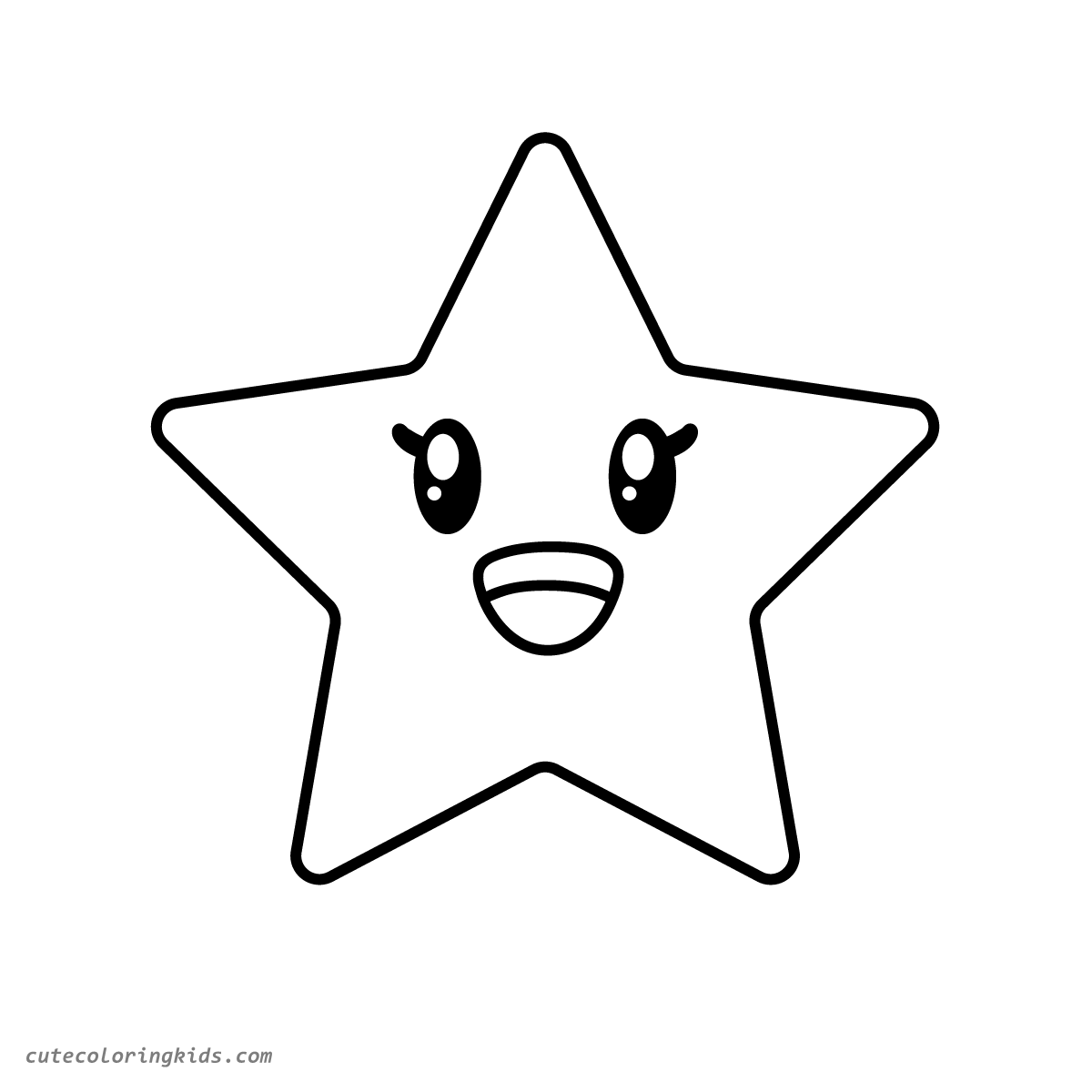 Cheerful Smiling Star Character Outline for Children's Coloring Activities