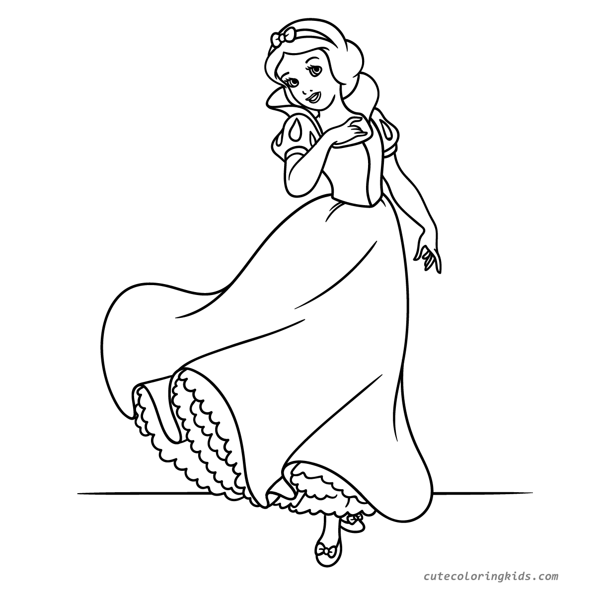Elegant Disney Princess Line Art Illustration for Children's Coloring Activities