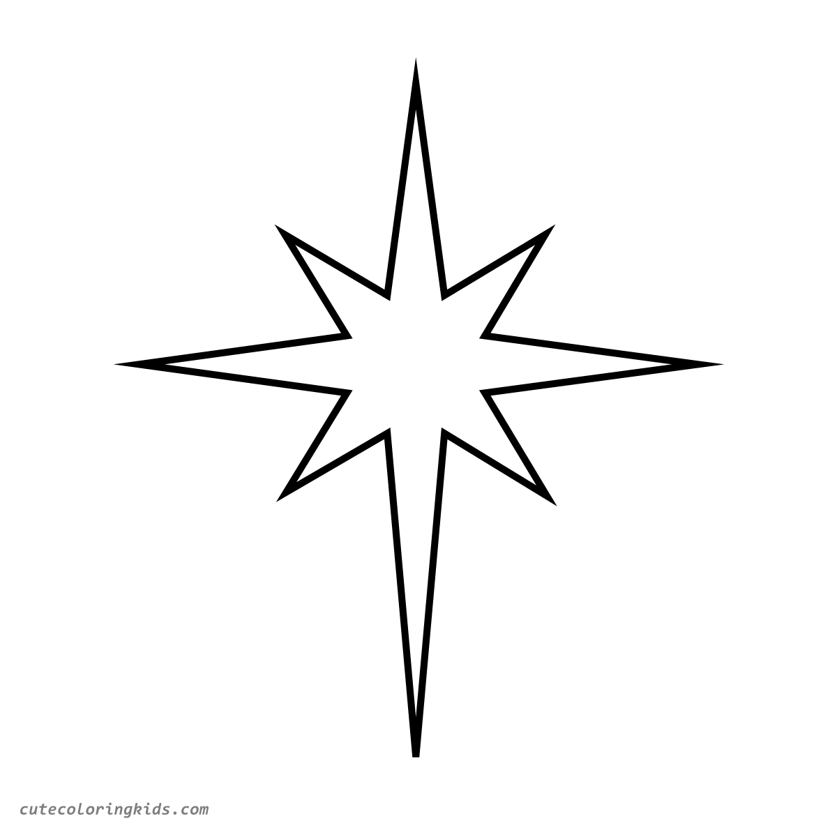 Elegant Eight-Pointed Star Design for Children's Coloring and Creative Projects