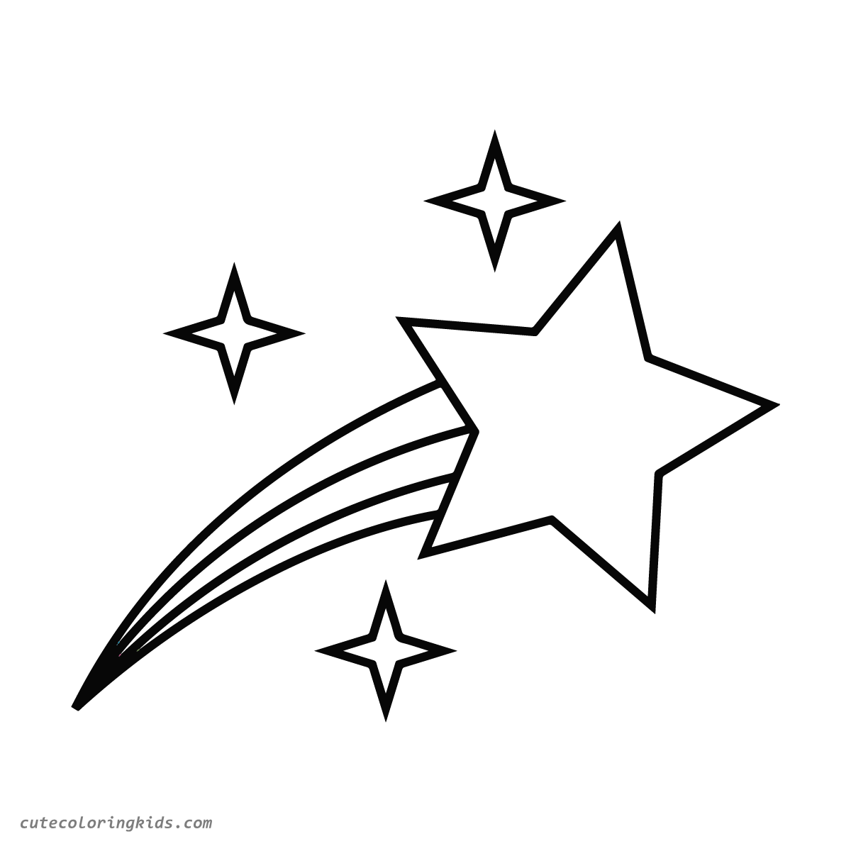 Magical Shooting Star with Sparkling Companions - Celestial Coloring Design