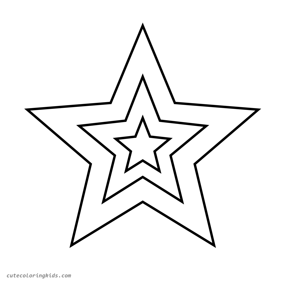 Three Nested Five-Pointed Stars Outline Drawing for Creative Coloring Activities