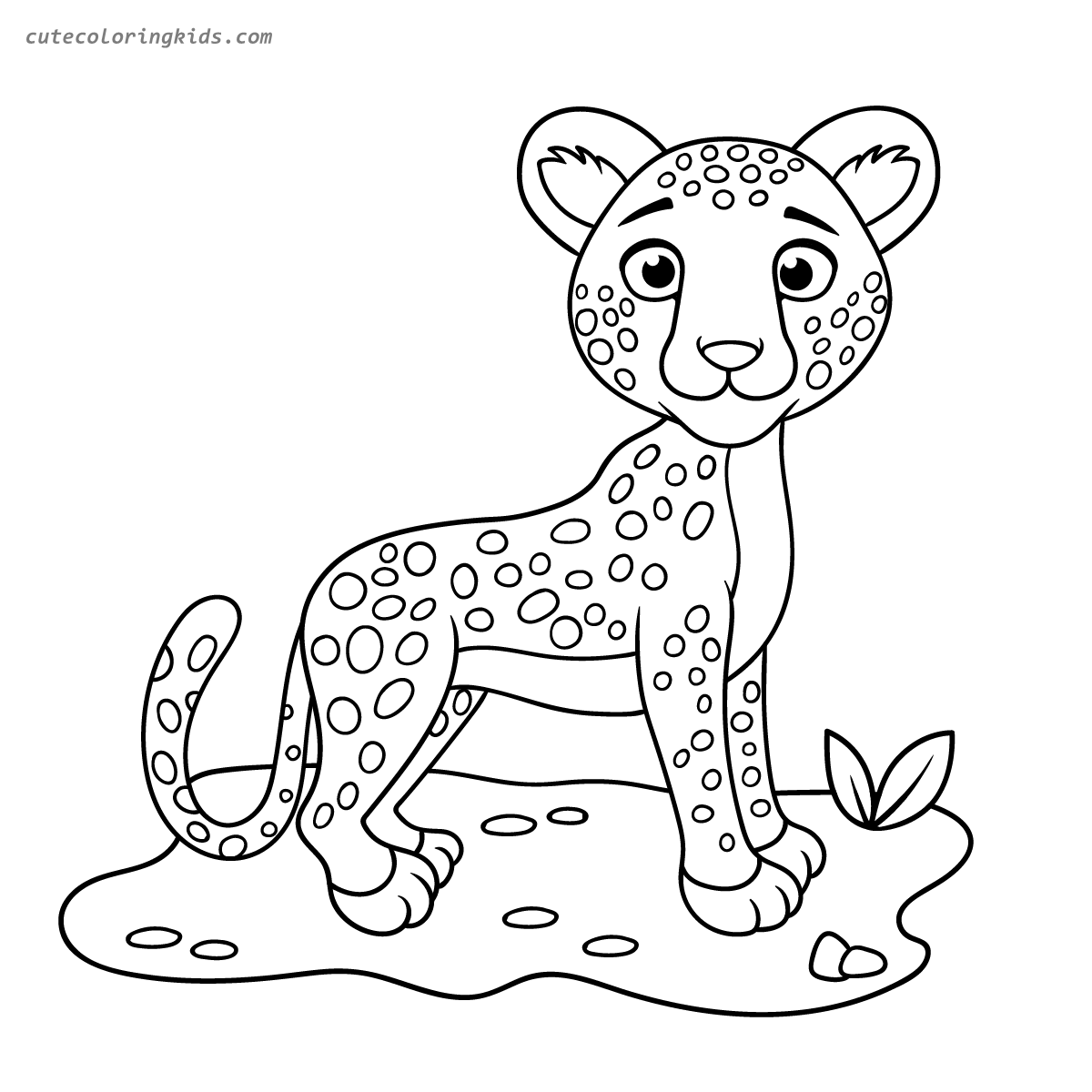 Adorable Spotted Cheetah Cub Wildlife Safari Animal Coloring Page for Children