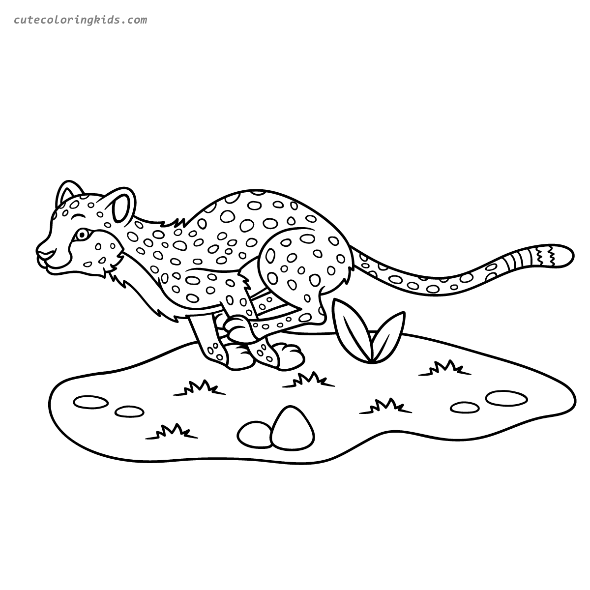 Speedy Spotted Cheetah in Motion - Wildlife Safari Animal Coloring Page for Children