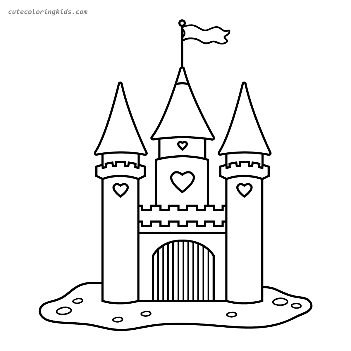 Enchanted Fairytale Castle Tower Coloring Page for Children's Fantasy Art
