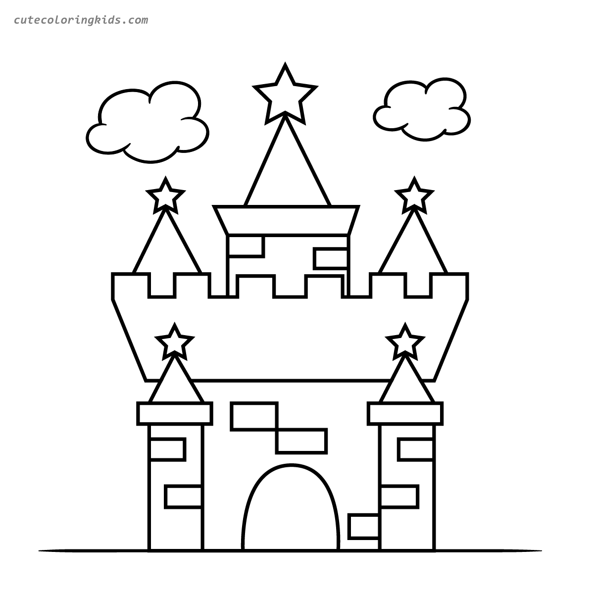 Enchanting Fairy Tale Castle Coloring Page for Children's Fantasy Adventures