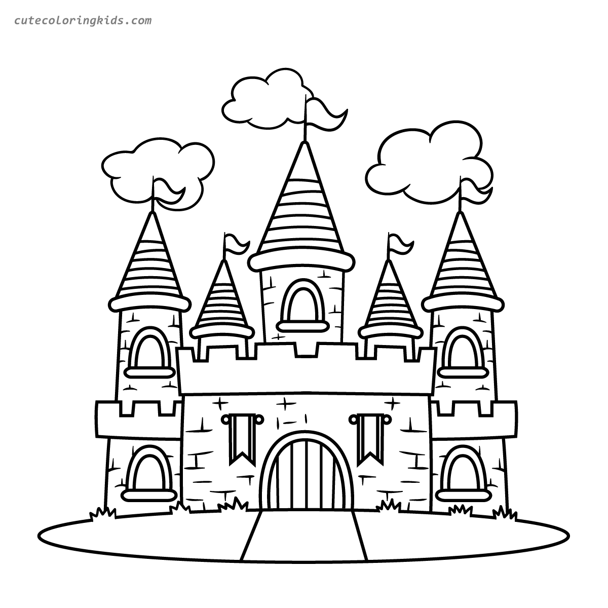 Enchanting Fairy Tale Castle Coloring Page for Creative Little Princess Knights