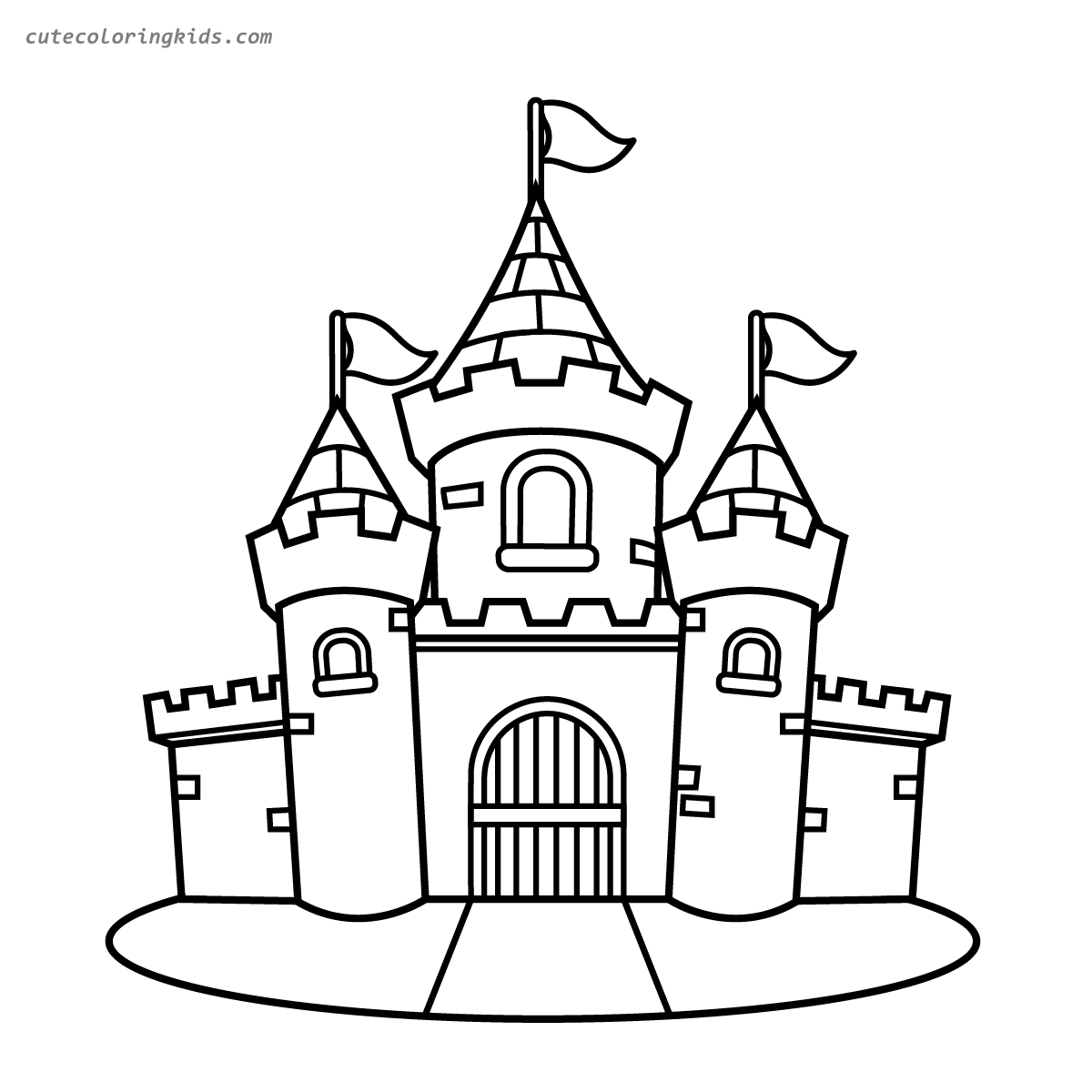 Enchanting Fairytale Castle Coloring Page for Children's Creative Activities