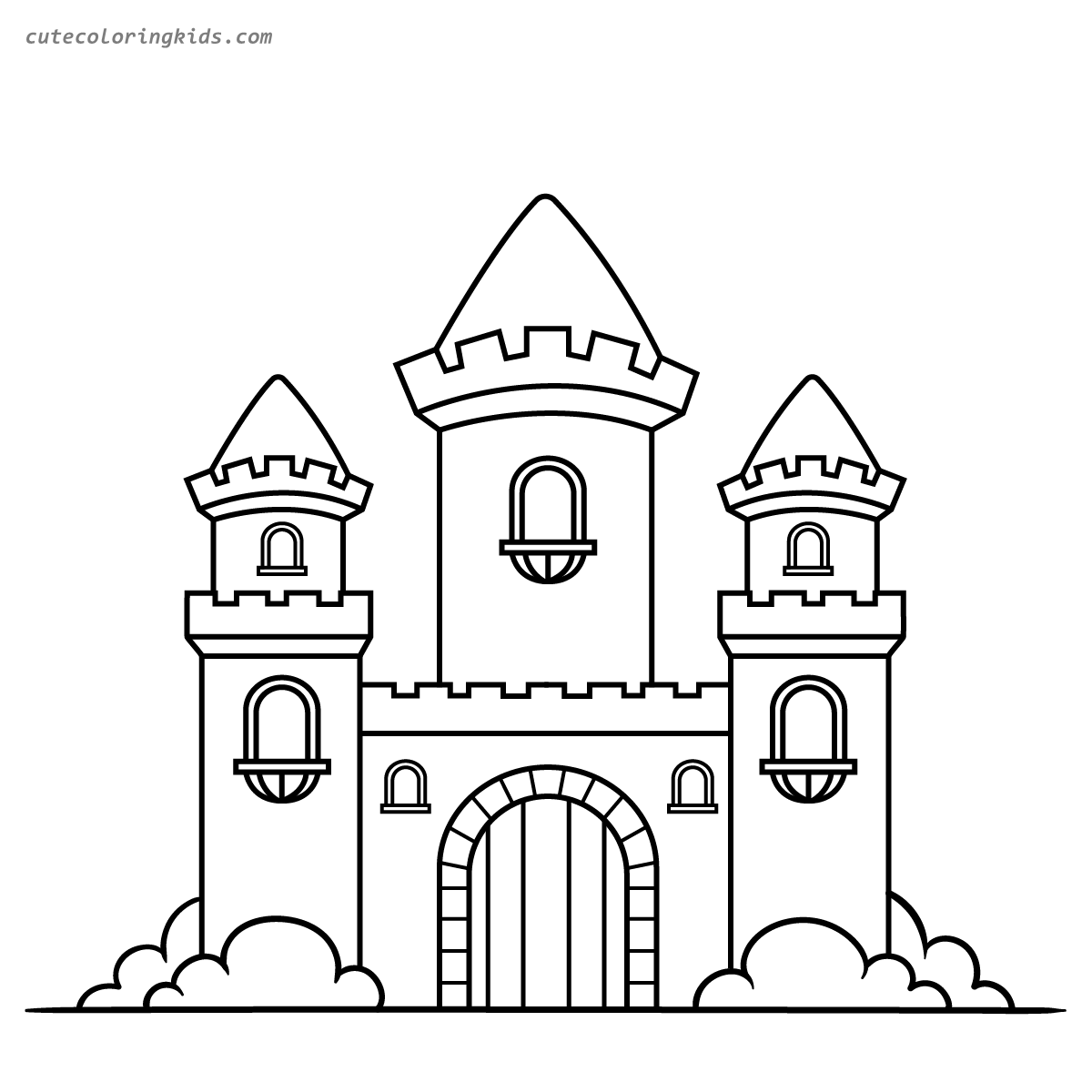 Enchanting Medieval Castle Tower Illustration for Children's Fantasy Coloring Activities