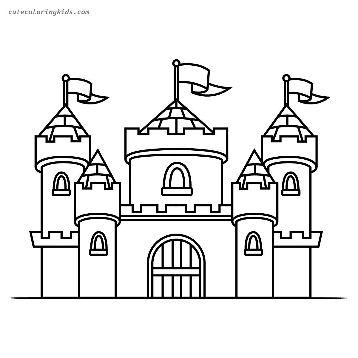Enchanting Medieval Castle Tower Outline Drawing for Children's Coloring Activities