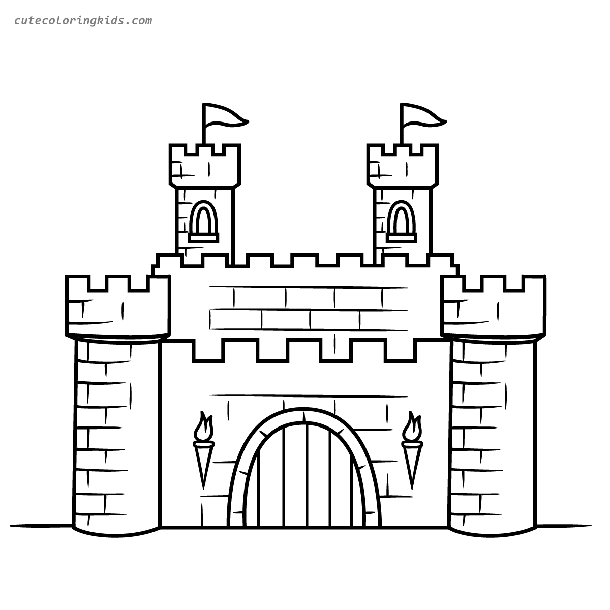 Medieval Castle Fortress Illustration for Children's Coloring Activities and Fun