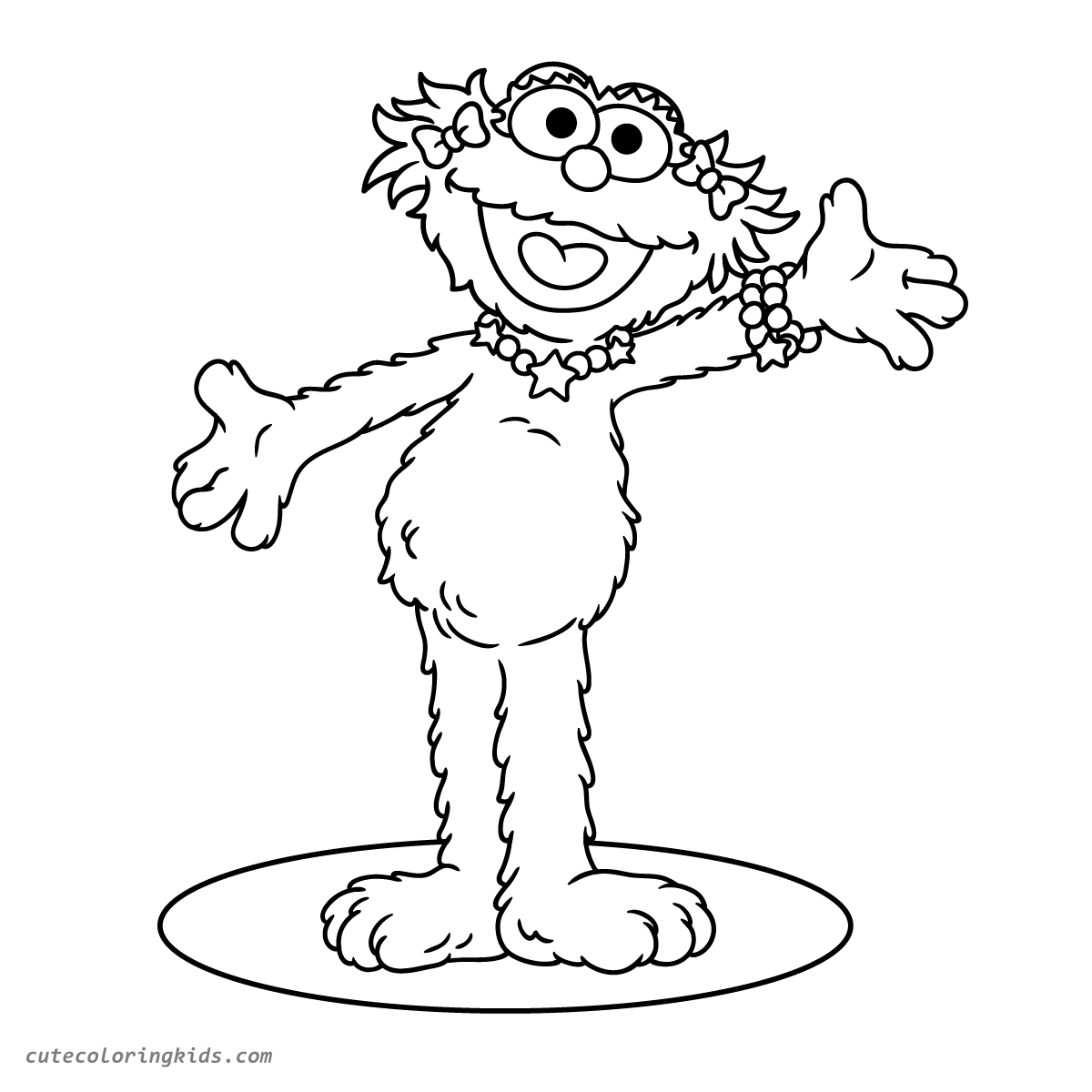 Adorable Sesame Street Zoe Monster Character Line Art for Children's Coloring Fun